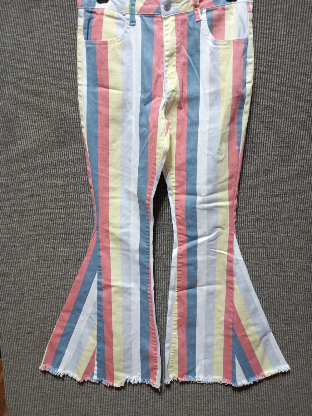 Saints And Hearts Jeans Multicolor Striped Flare Women's Medium